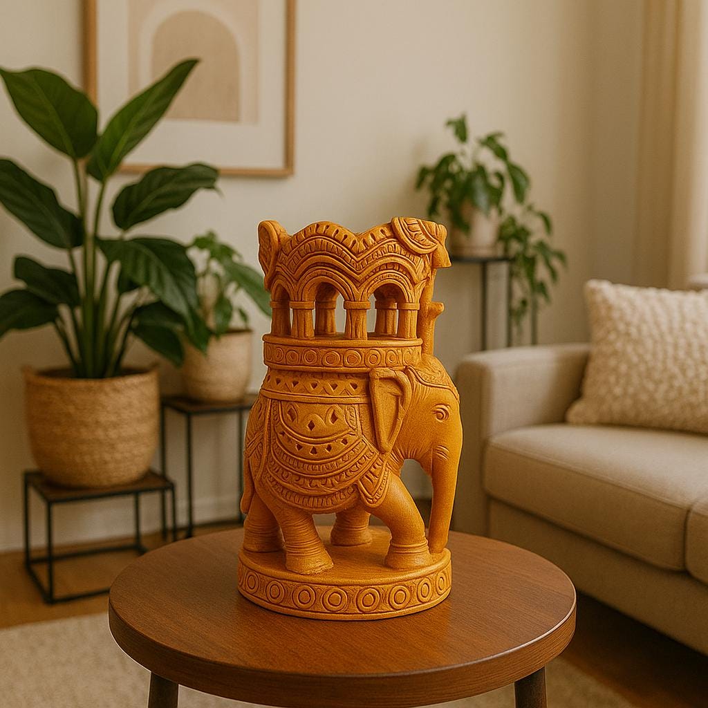 Handcrafted Wooden Elephant Decor