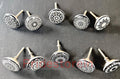 Black White Ceramic  10 Cabinet Knob Set  Mandala Drawer Pull Nuts & Bolts Included