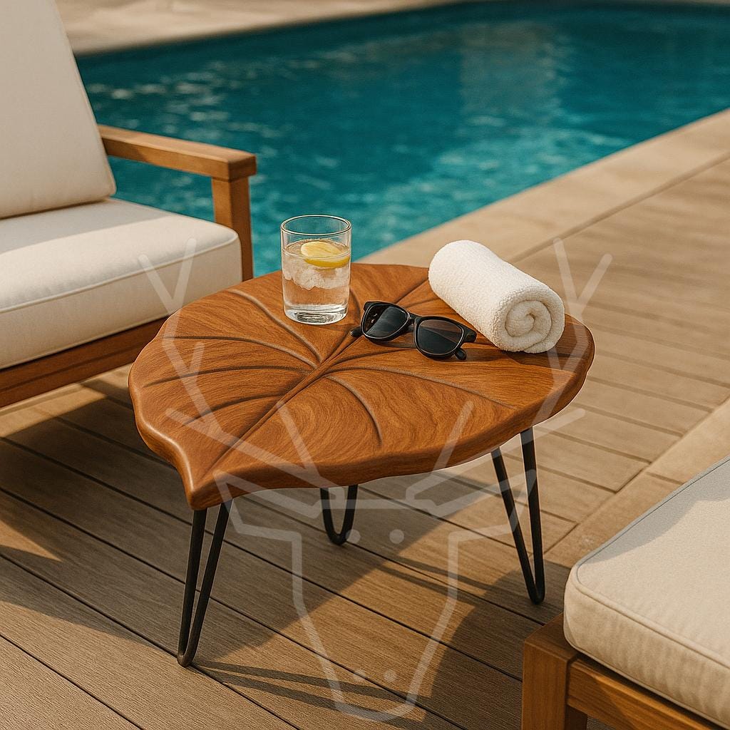 Alocasia Leaf Wooden Table  Handmade Elephant Ear Design | Modern Plant Inspired Wood Table | Unique Leaf Shaped Furniture for Living Room