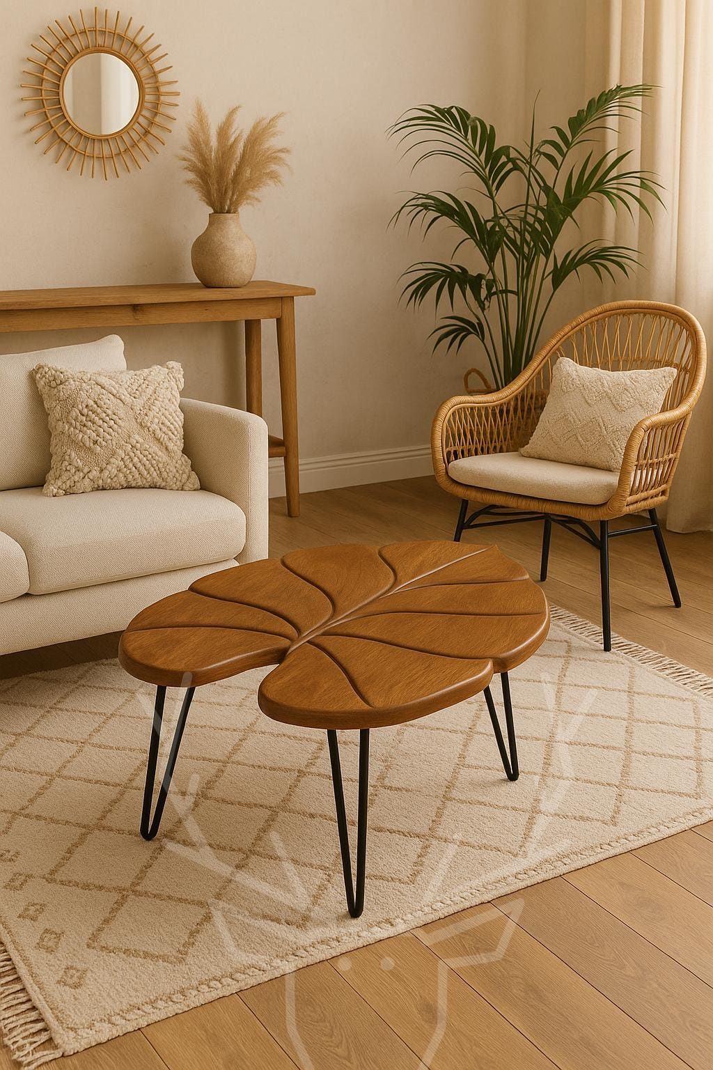 Alocasia Leaf Wooden Table - Elephant Ear Design