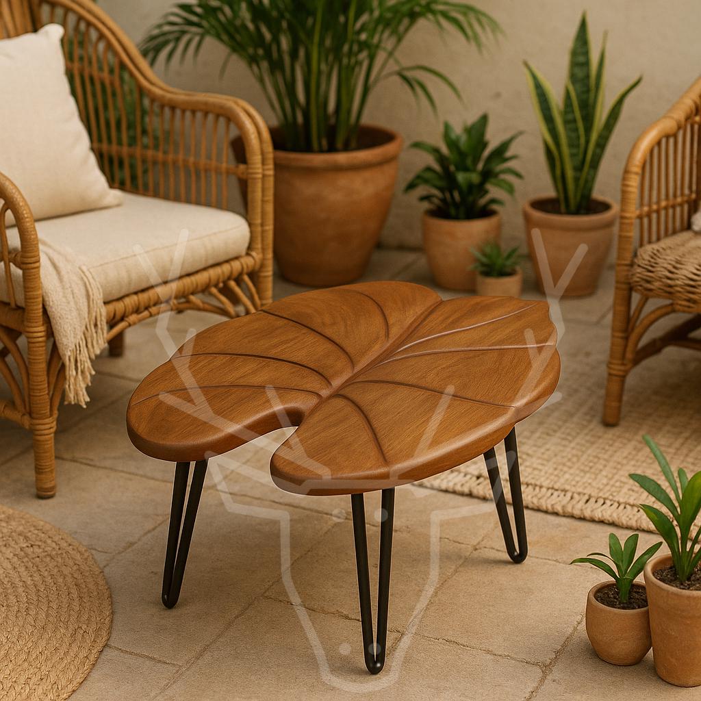 Alocasia Leaf Wooden Table - Elephant Ear Design