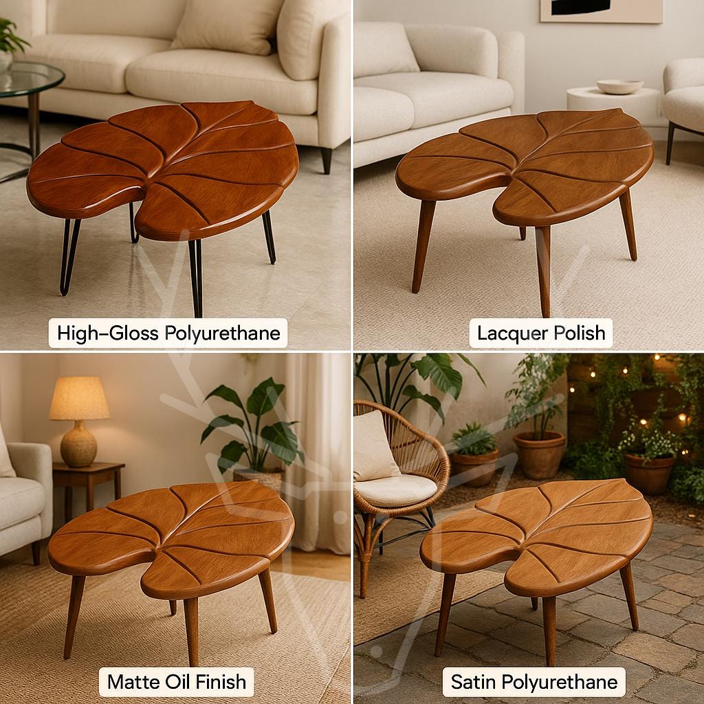 Alocasia Leaf Wooden Table - Elephant Ear Design