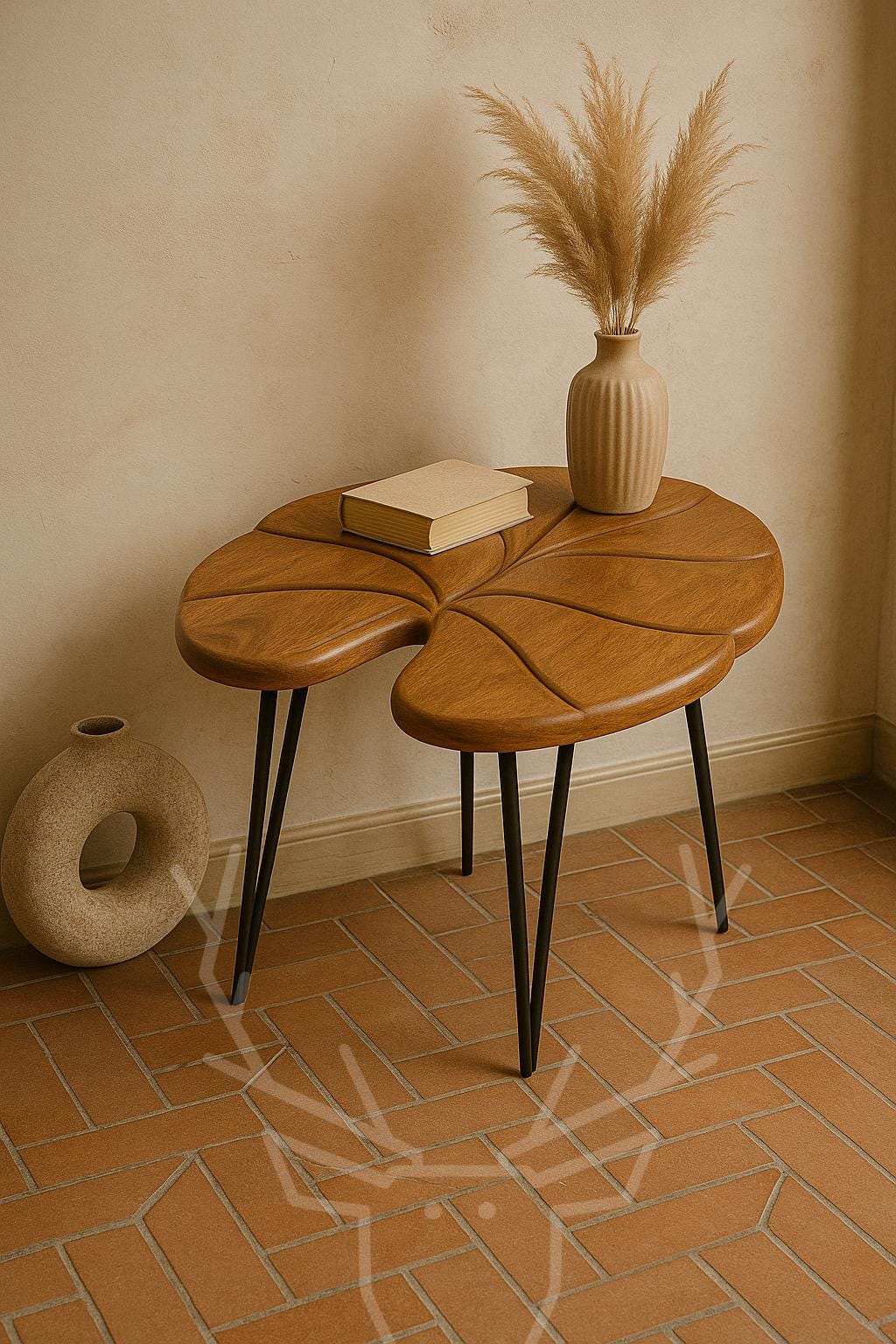 Alocasia Leaf Wooden Table - Elephant Ear Design