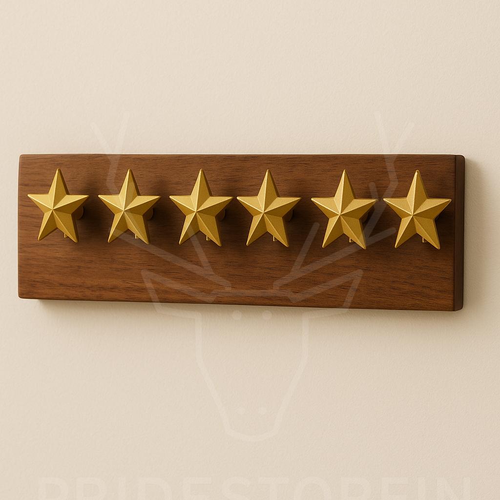 Modern OakWood Metal Star Key Rack  Minimalist Wooden Wall Hook for Entryway or Office