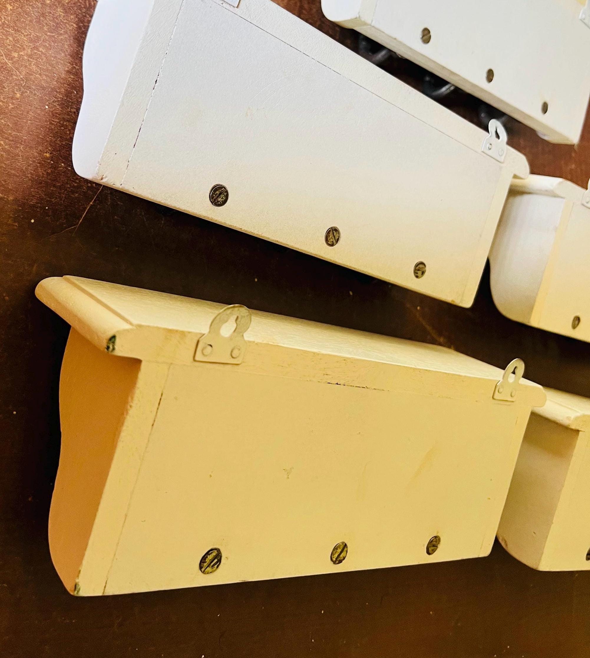 Bohemian Entryway Wall Hook  White Wooden Key Rack with Ceramic Tile Inlay - Modern Entryway Organizer