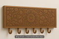 Wooden Wall Hook Rack 18x6" - Floral Paisley