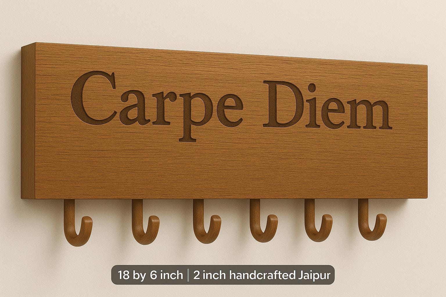 Mandala Wall Key Rack - 6 Black Hooks