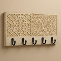 Wooden Wall Key  6 Black Hooks Harmonious Wooden Key Holder Design |white Rustic Entryway Organizer | Handcrafted Solid Wood Wall Decor