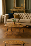 Wooden Table  Handmade Eucalyptus Leaf shape table  | Modern Plant Inspired Wood Table | Unique Leaf Shaped Furniture for Living Room