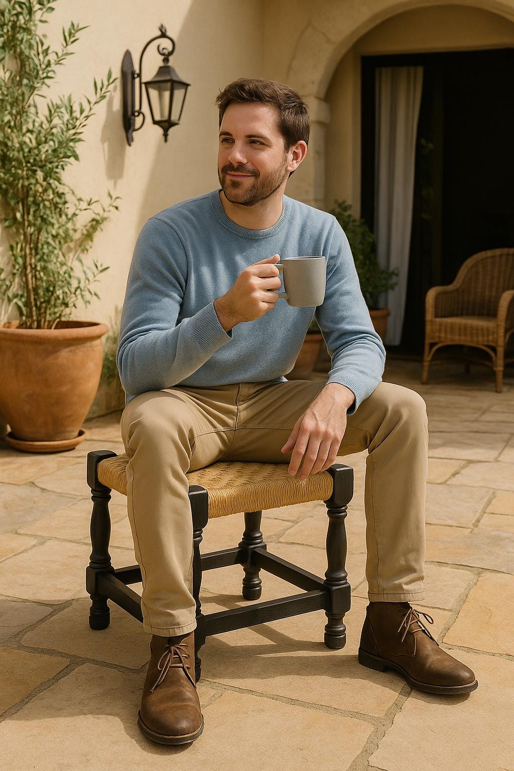 High-Gloss Teak Stool  Accent Corners | Modern Rustic Jute Stool