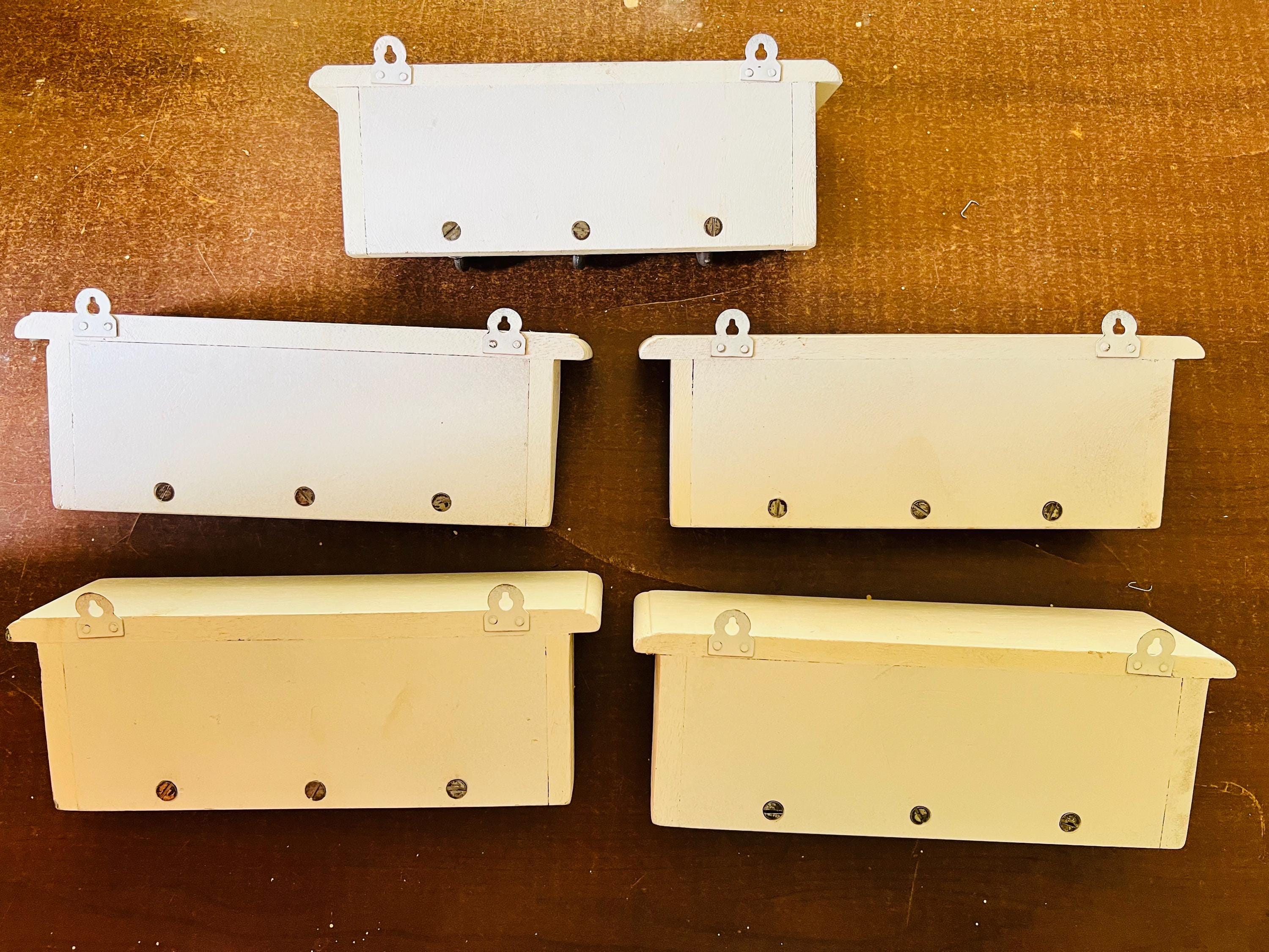 Key Holder Rustic White Wood : Colorful Ceramic Tile Rack