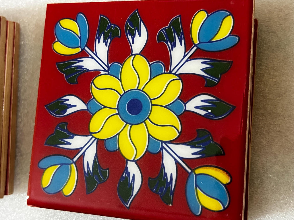 100 Piece Assorted Mosaic Ceramic Tiles  2x2 Inch -  Hand Painted Floral Wall Decor Mosaic