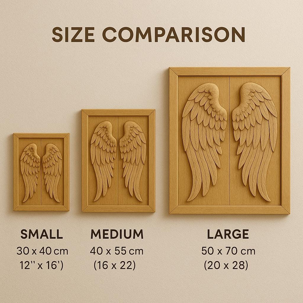 Angel Wings Wall Art - Hand Carved Rustic Teak Panel