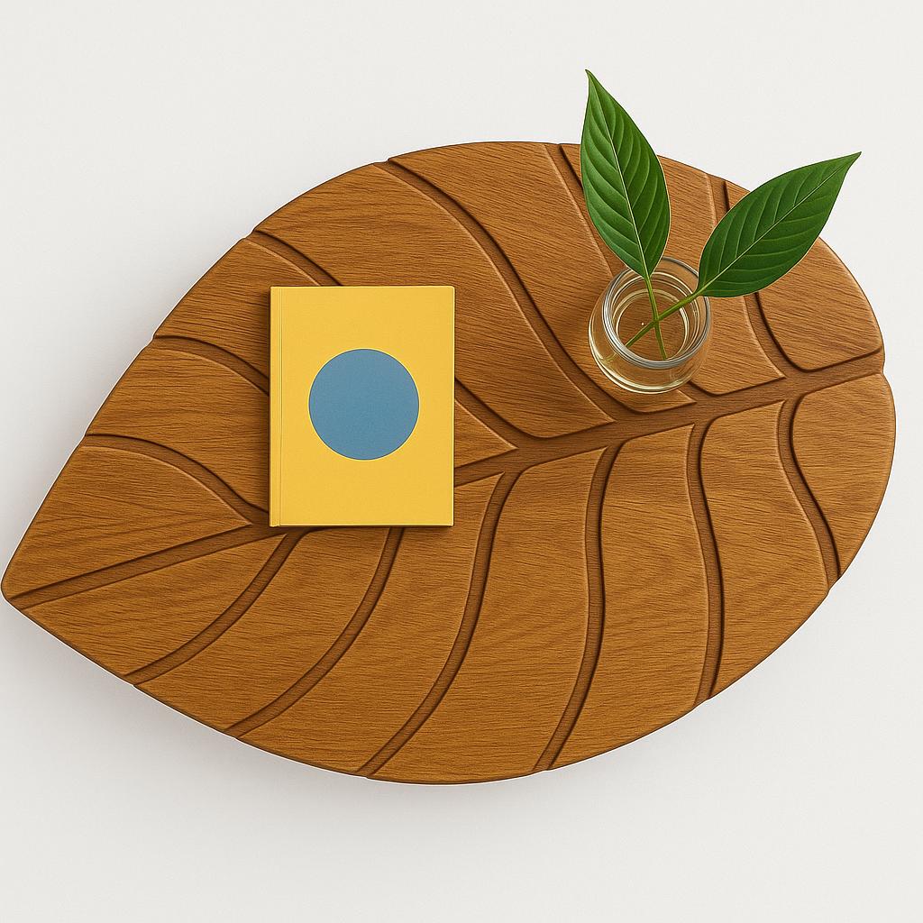 Banana Leaf Wooden Table - Handcrafted Plant Design