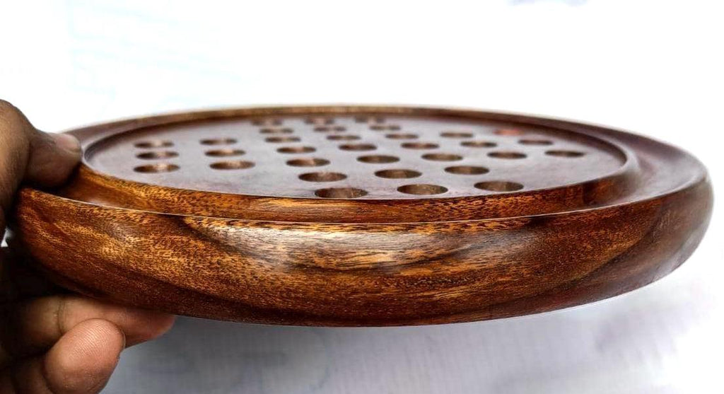 9 Inch Wooden Solitaire Board Game  Handmade White Peg Solitaire  Montessori Toy  Natural Marbles  Coffee Table Decor