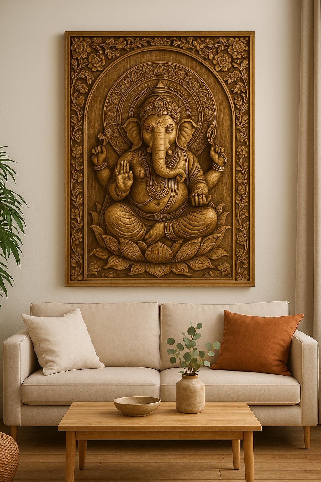 Ganesha Wall Panel - Lotus Hindu Art
