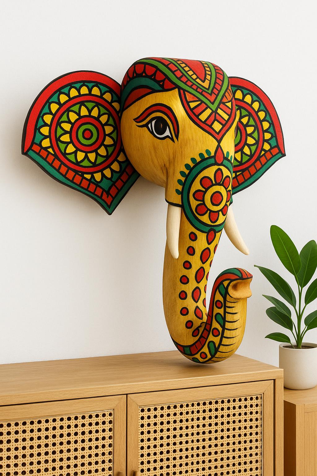 Elephant Wall Hook - White & Gold Floral
