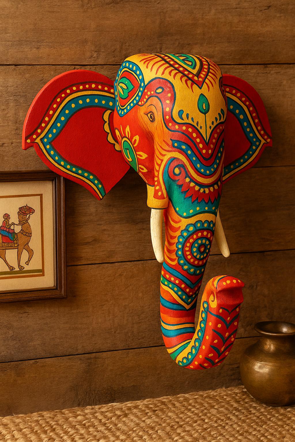 Elephant Wall Hook - White & Gold Floral