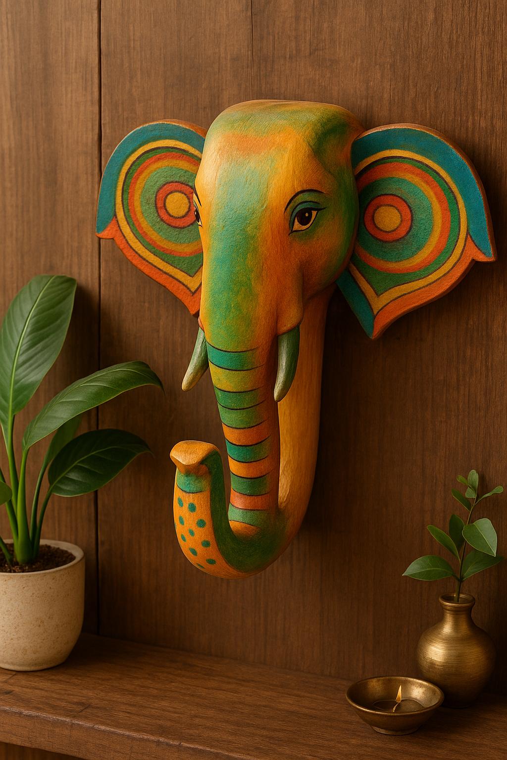 Elephant Wall Hook - White & Gold Floral