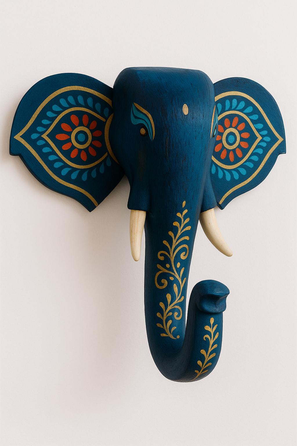 Elephant Wall Hook - White & Gold Floral