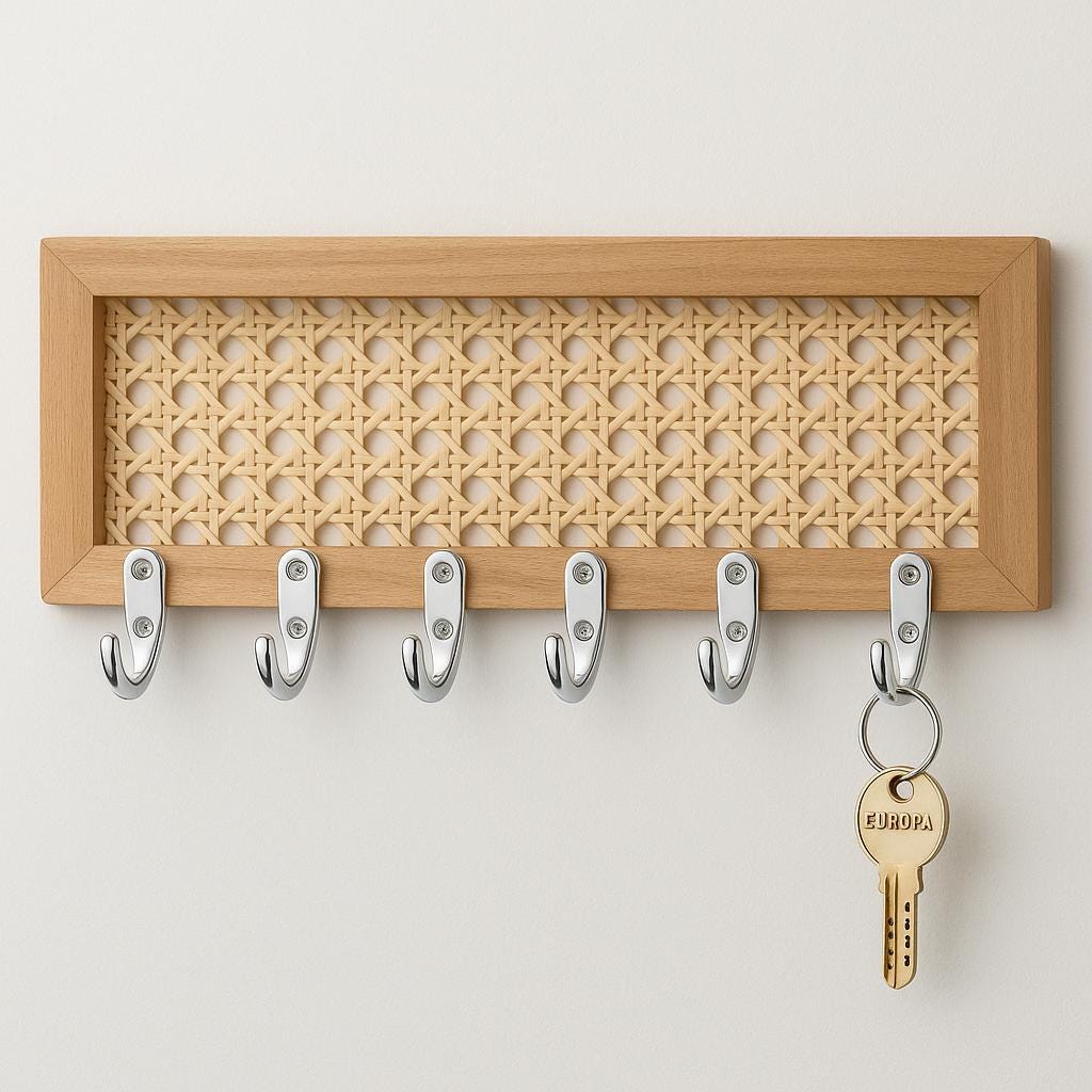 Wooden Key Holder - 5 Hooks Coffee Brown Finish