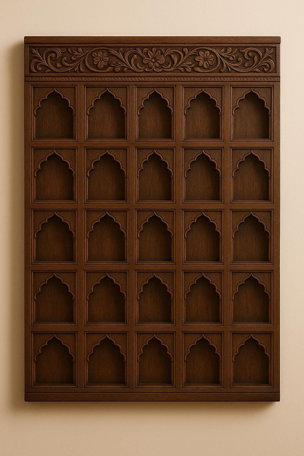 Wooden Jharokha Wall Shelf - 25 Niches
