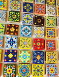 24 Assorted Hand-Painted Tile: Yellow Floral Ceramic Wall Decor,