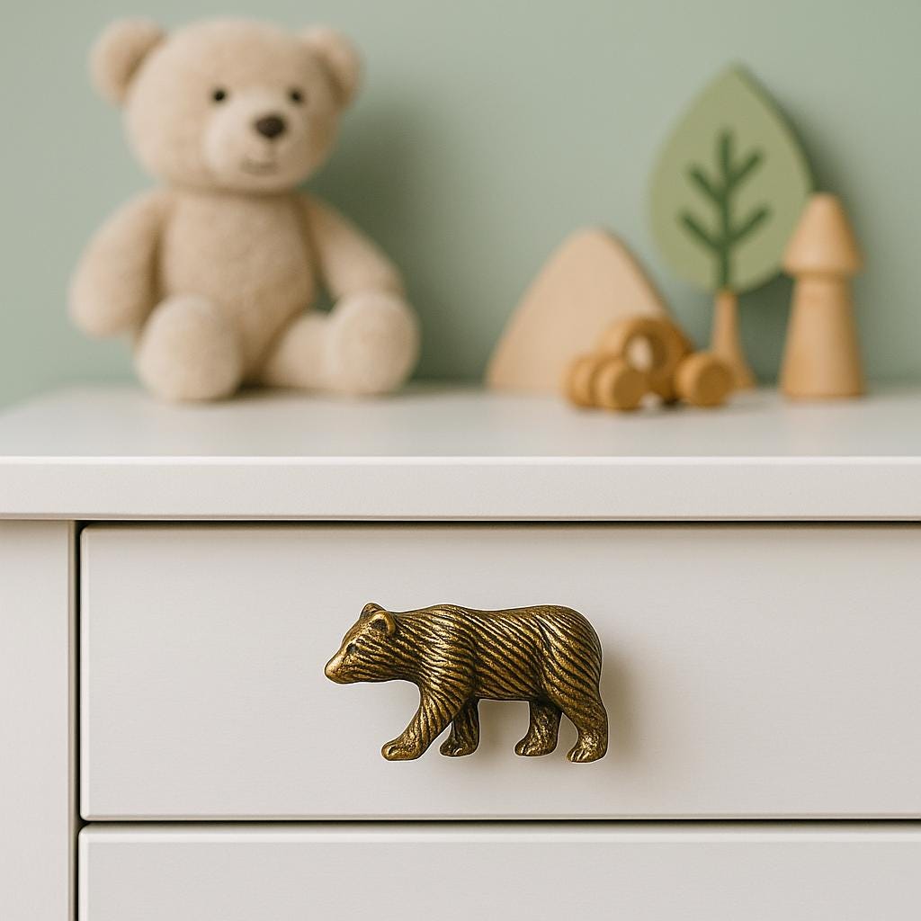 Iron Bear 4 Knob Handmade | Rustic Dresser Pull | Unique Cabinet Hardware for Home Decor