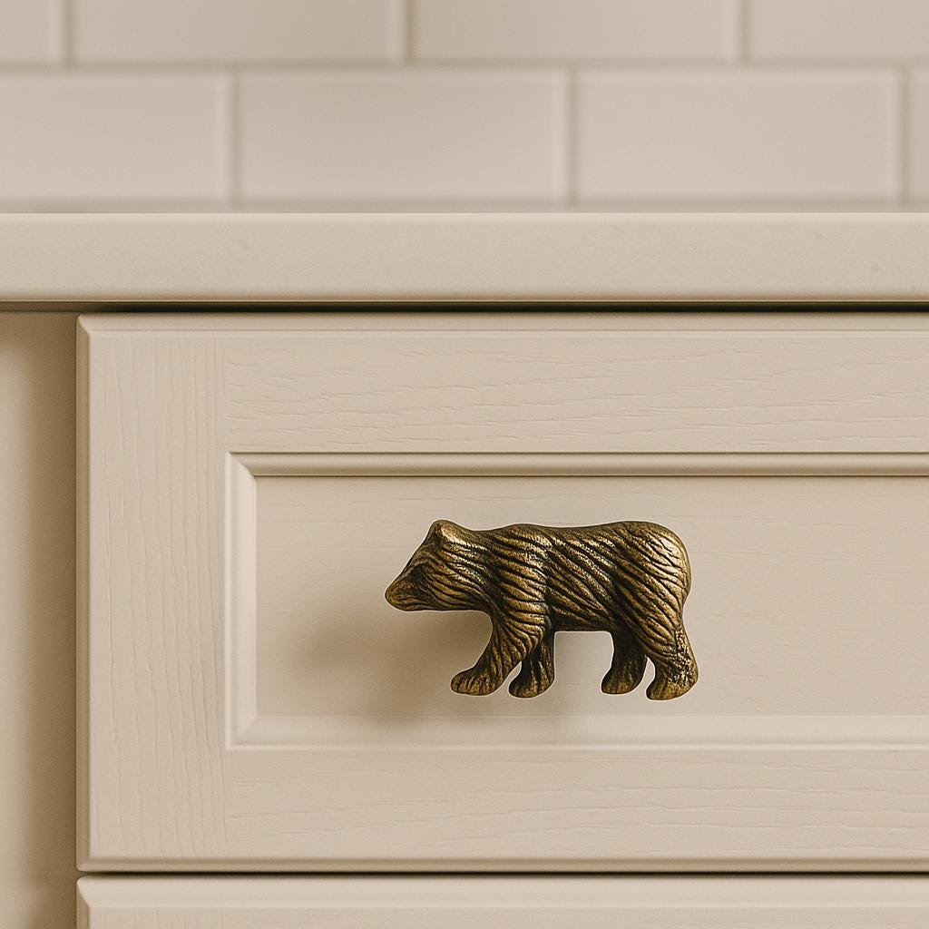 Iron Bear 4 Knob Handmade | Rustic Dresser Pull | Unique Cabinet Hardware for Home Decor