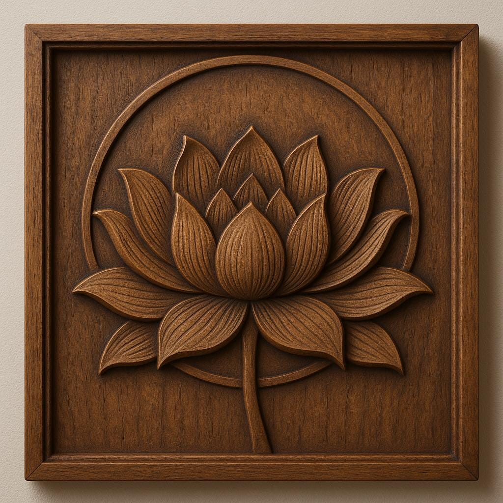 Hand-Carved Wooden Lotus Wall Art  Spiritual Mandala Decor