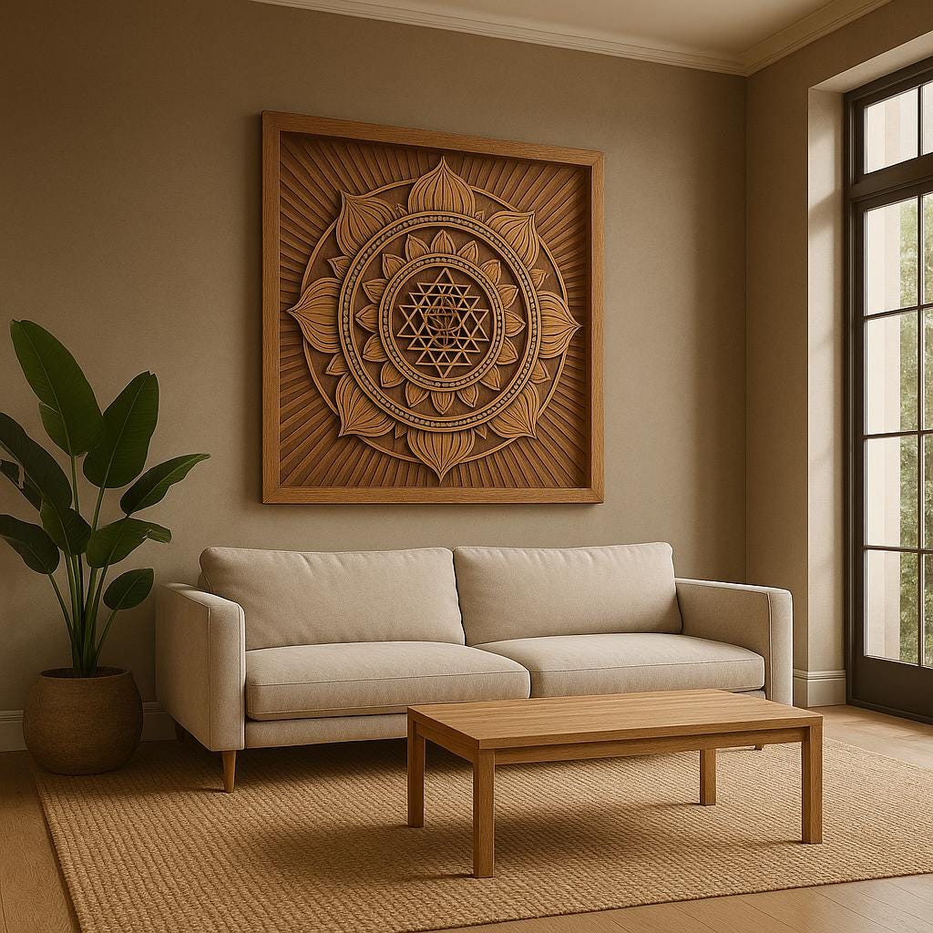 Sri Yantra Wooden Wall Art - Sacred Geometry