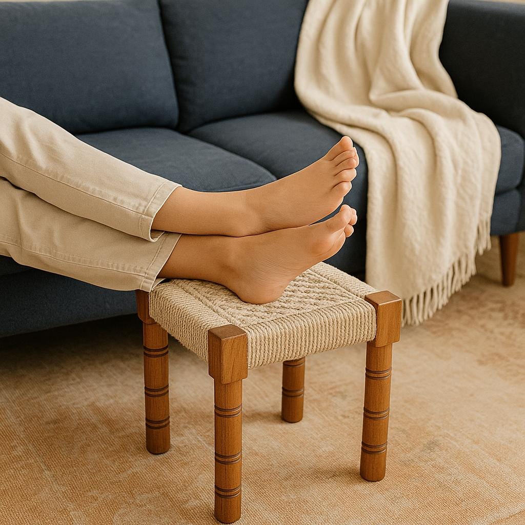 Modern minimalism Handcrafted Wooden Charpai Stool  Rope Woven Accent Table, Footrest, Plant Stand, Bedside Stool, Rustic Boho Furniture