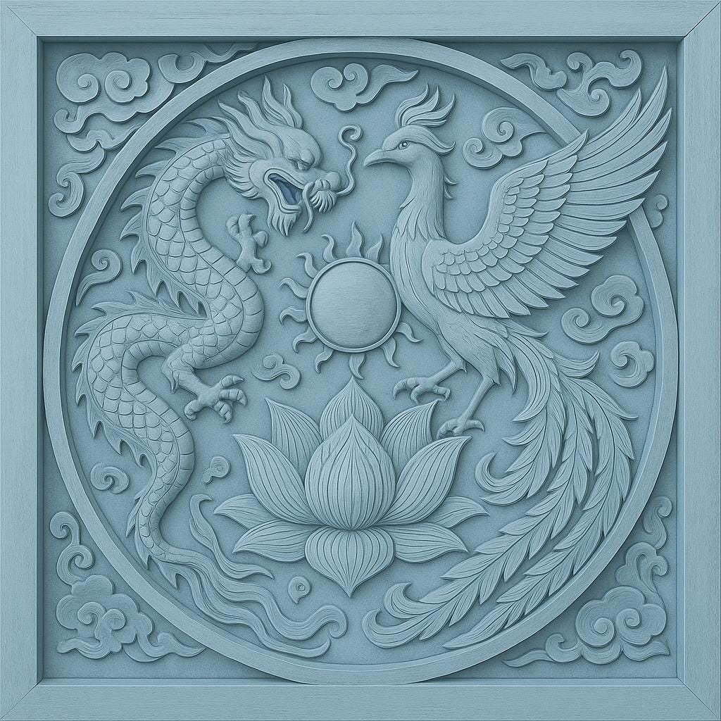 Dragon Phoenix Lotus Wooden Wall Art | Feng Shui Decor