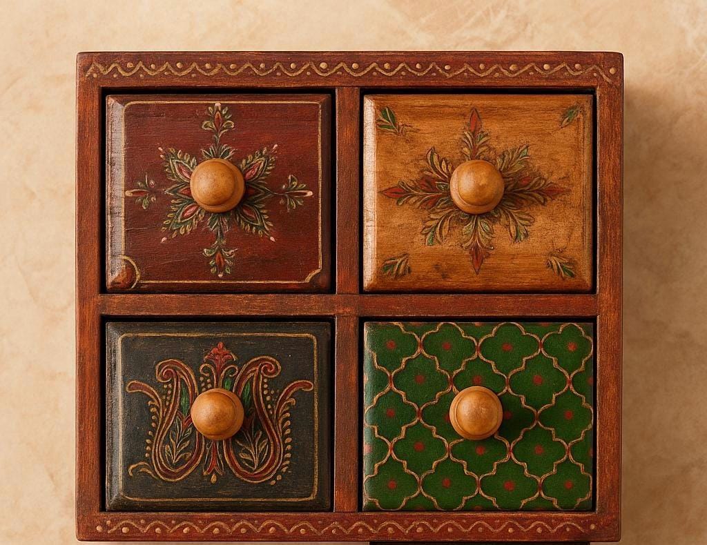 Wooden 4-Drawer Chest 10 inch By 10 inch Size  |  Handcrafted Decor Box