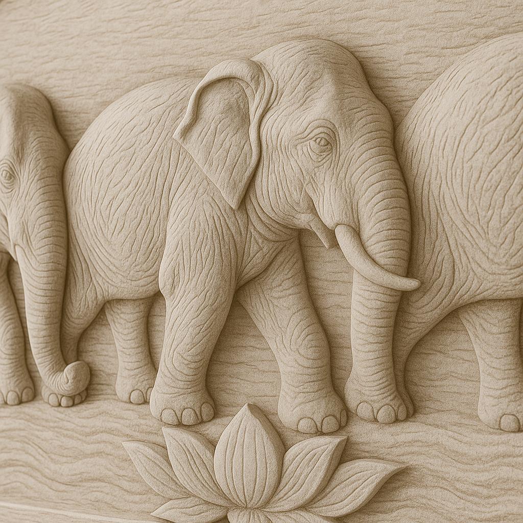 Elephant Wooden Wall Panel - Teak Handcrafted Parade Art