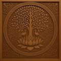 Handcrafted Tree of Life Wood Wall Art  Lotus & Birds
