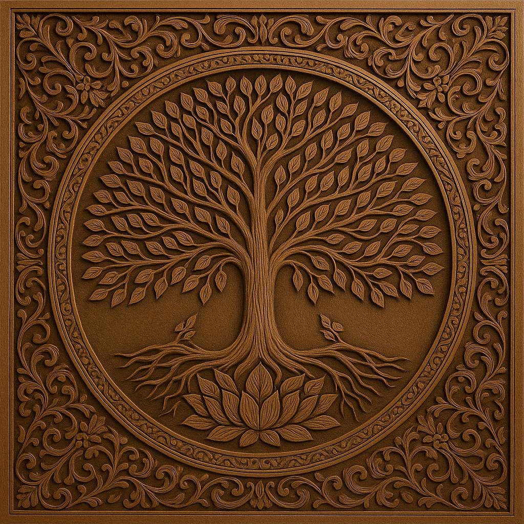 Handcrafted Tree of Life Wood Wall Art  Lotus & Birds