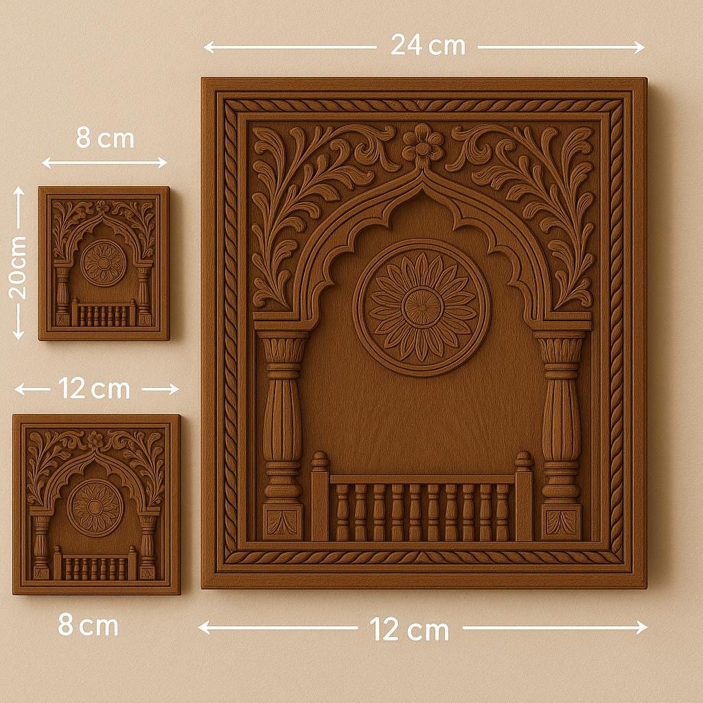 Carved Wooden Jharokha Wall Panel - Boho Distressed Decor