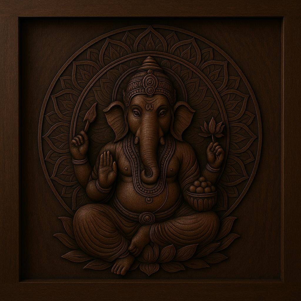 Ganesha Wall Art - 3D Carved Ganesh Panel