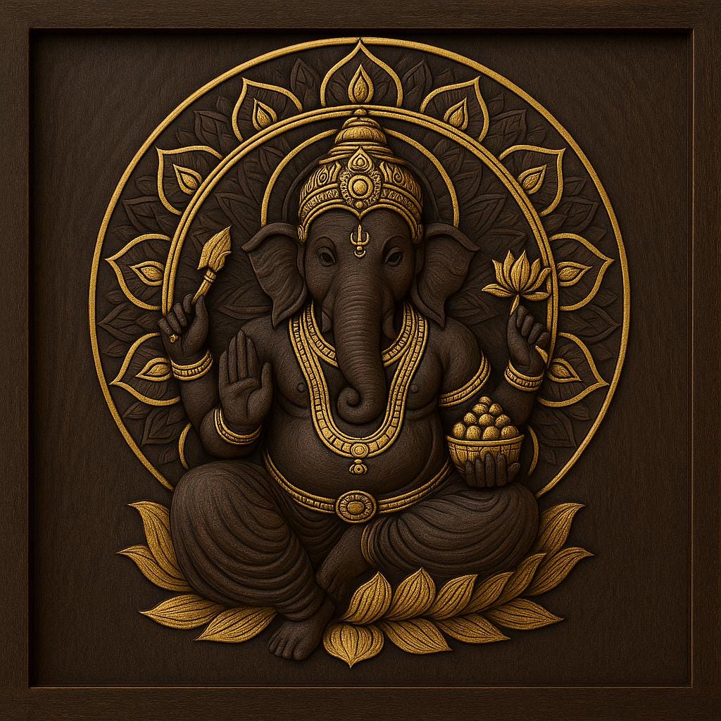Ganesha Wall Art - 3D Carved Ganesh Panel