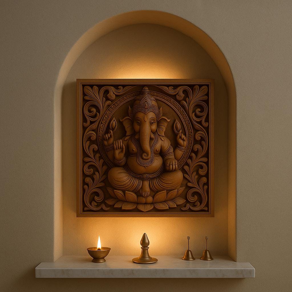 Ganesha Wall Panel - Pooja Room Decor