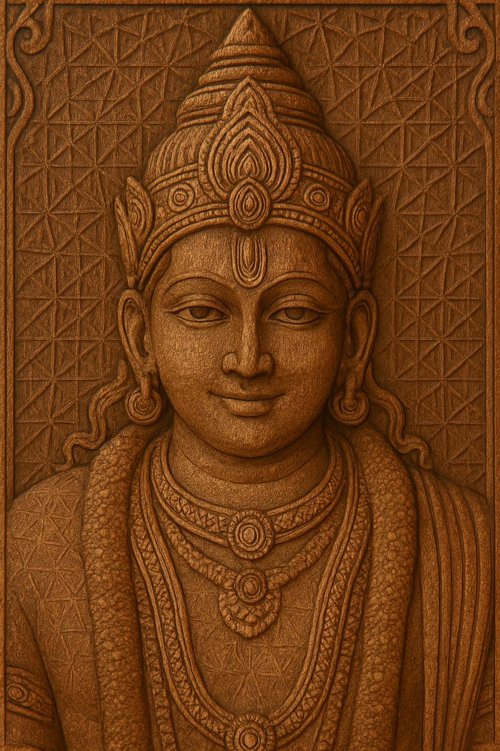 Lord Vishnu Wall Art - Carved Wood Pooja Panel