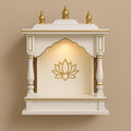 Wooden Pooja Mandir - Golden Kalash Motif