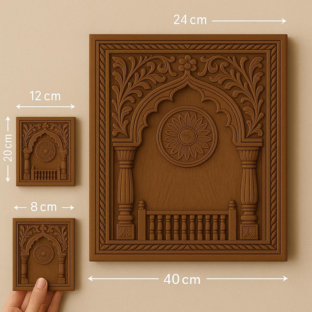 Wooden Jharokha Wall Panel - Distressed Finish