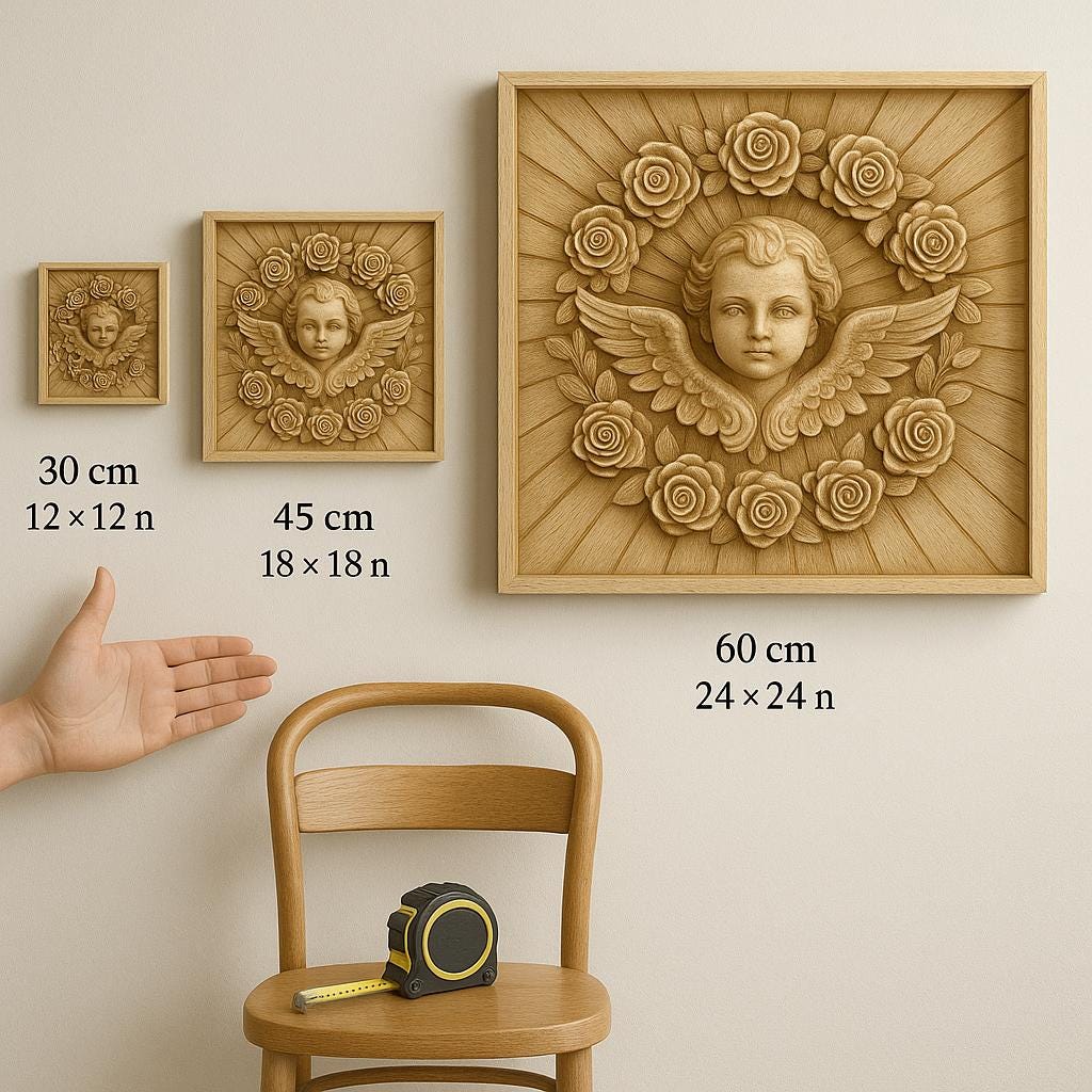 Carved Cherub Wall Panel - Wooden Angel Classical Art