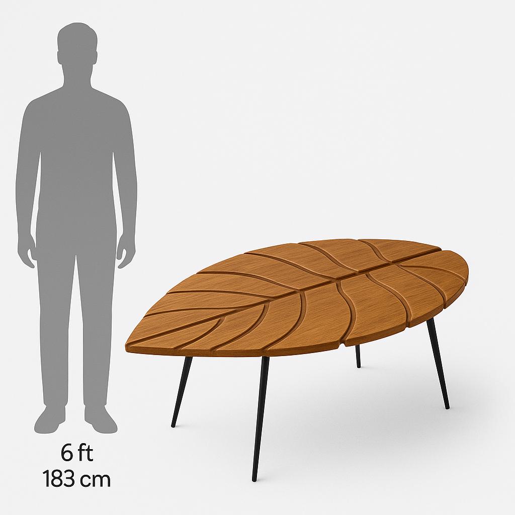 Banana Leaf Wooden Table - Handcrafted Plant Design