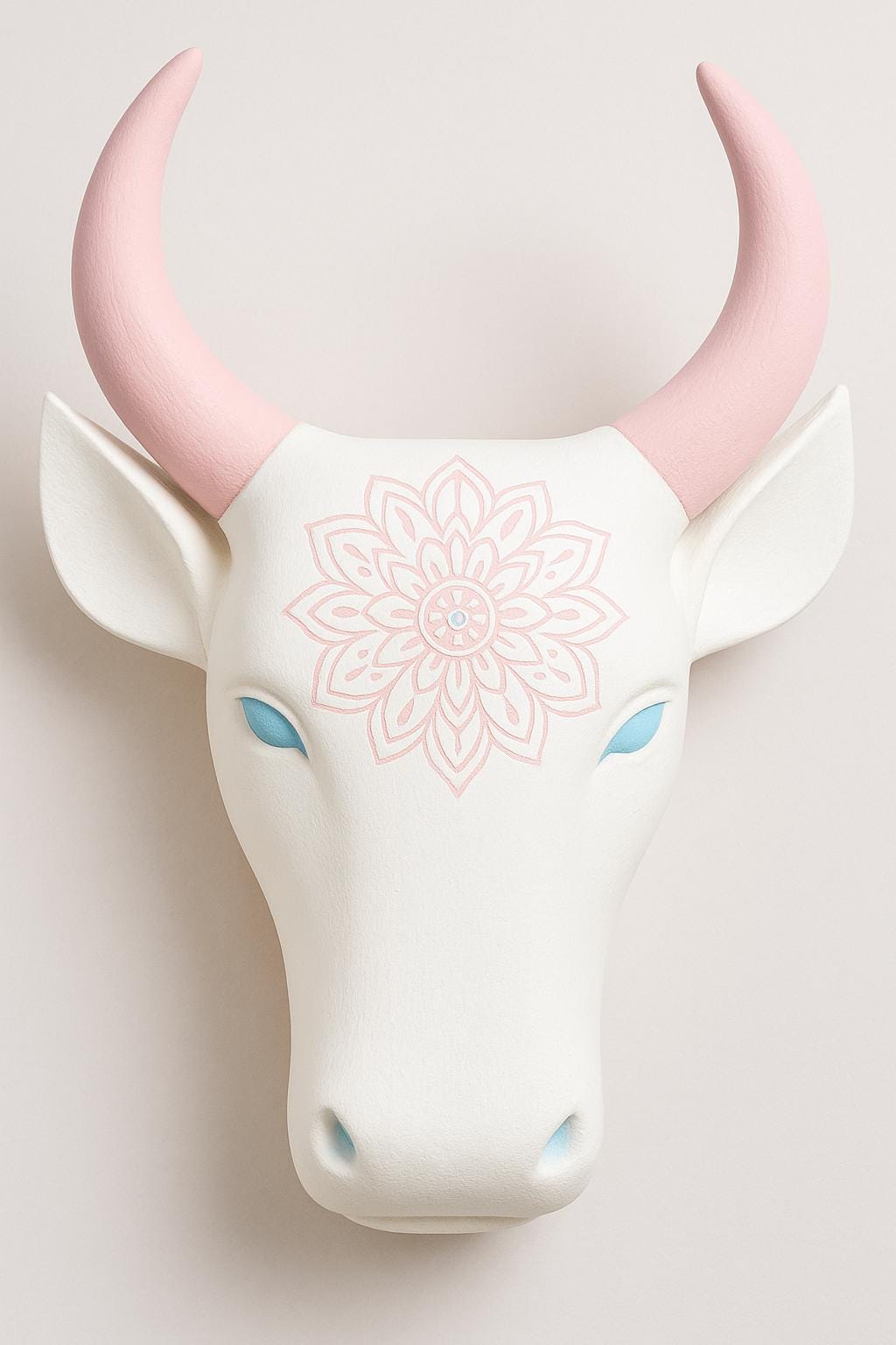 Wooden Bull Head Wall Decor - Walnut Tribal