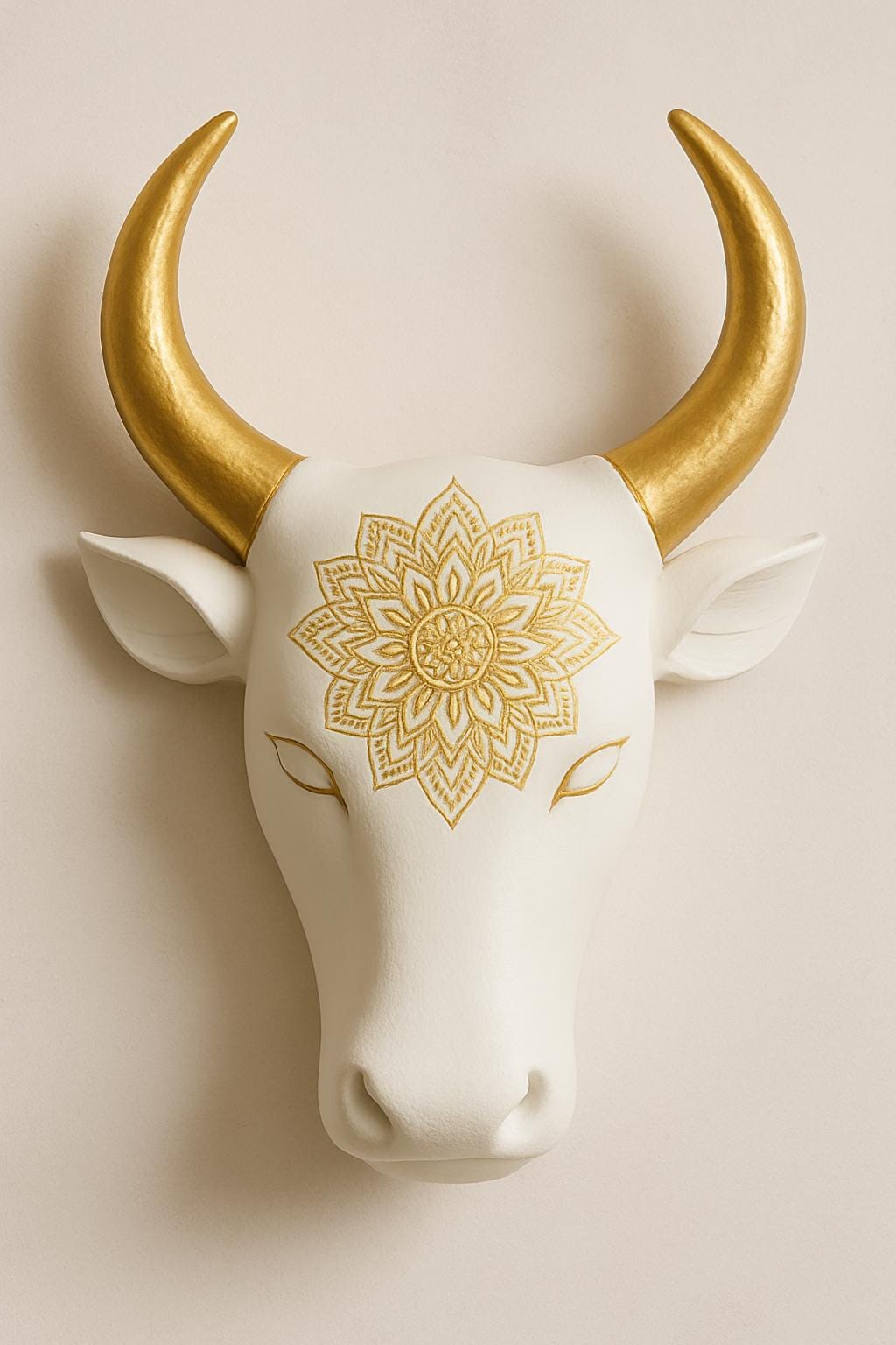 Wooden Bull Head Wall Decor - Walnut Tribal