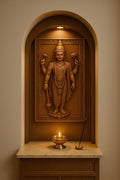 Lord Vishnu Wall Art - Carved Wood Pooja Panel