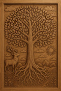 Teak Banyan Leaf Wall Art - Wooden Engraving